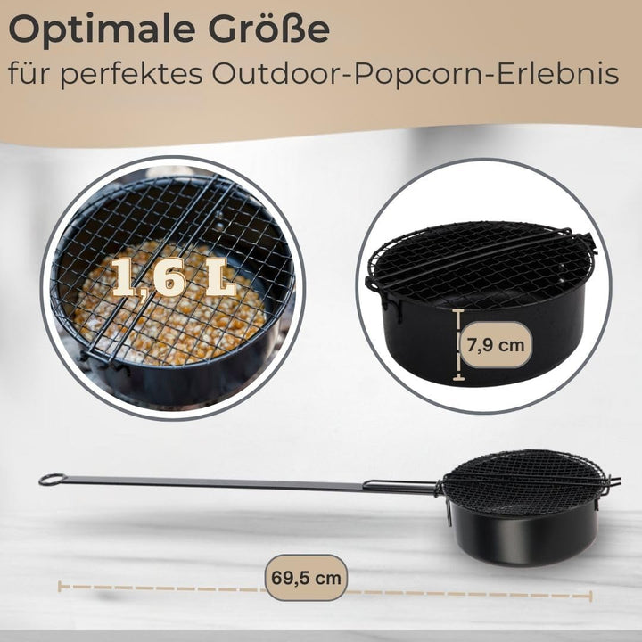 Popcornpfanne Popcorn-Pfanne für Lagerfeuer & Grill/Popcorn Maker mit langem Griff & Gitterdeckel Pe