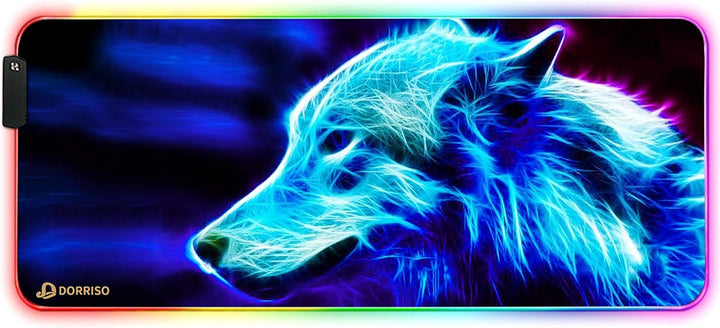 DORRISO RGB Gaming Mauspad 900x400x4 mm XXL Grosse Mousepad Fransenfreie Ränder Wasserdicht Tischunt