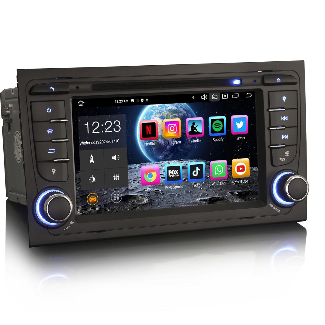 Erisin Android 14 8-Kern Autoradio Mit GPS Navi für Audi A4 S4 RS4 RNS-E Seat Exeo 7 Zoll Touchscree
