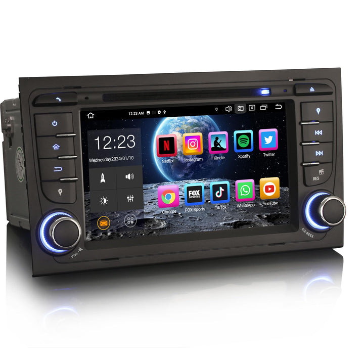 Erisin Android 14 8-Kern Autoradio Mit GPS Navi für Audi A4 S4 RS4 RNS-E Seat Exeo 7 Zoll Touchscree