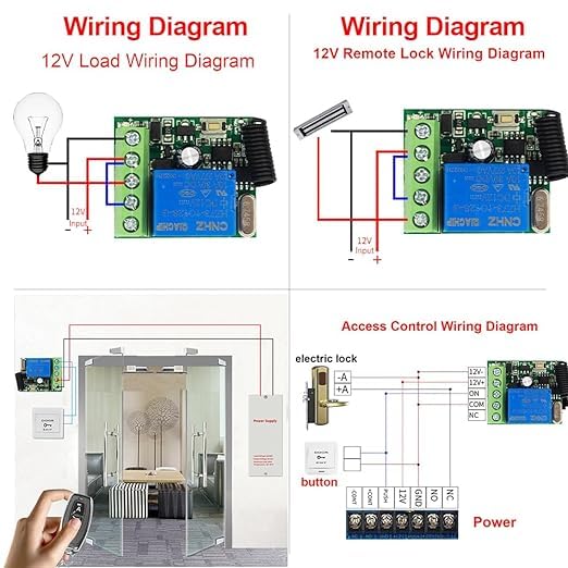 QIACHIP DC 12V Funkschalter mit Fernbedienung 433 MHz Funk Relais 1 Kanal Momentary Switch, Sender E