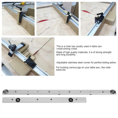 Miter Bar Slider 450mm, Table Saw Miter Bar, Schlitz Gehrungsschiene, T-Schiene Aluminiumlegierung,