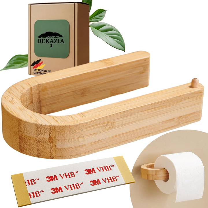 DEKAZIA® Toilettenpapierhalter Bambus | Toilettenpapierhalter Holz | Klopapierhalter Bambus | Klorol