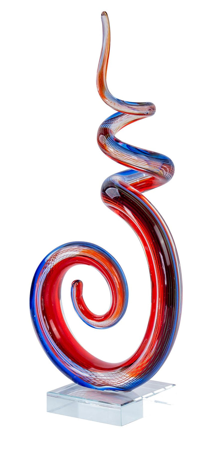 levandeo Designer Glas-Figur mit transparentem Sockel - Unikat - 34x16cm - hochwertig Gold Rot Weiss