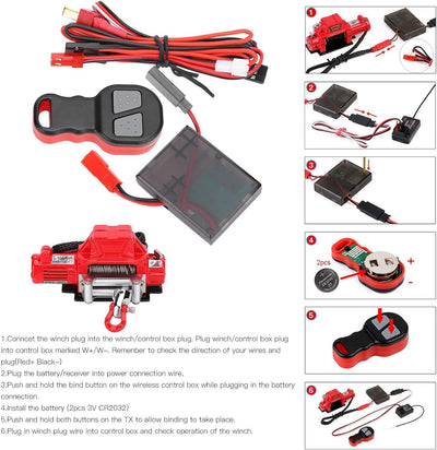 RC-simulierte Winde, Fernbedienung RC-Windenempfängerset RC-Zubehör Kompatibel mit Axial SCX10 90046