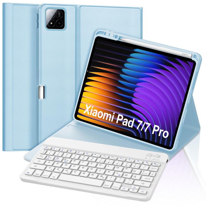 Tastatur Hülle für Xiaomi Pad 7/7 Pro 11.2 Zoll 2024, Deutsches QWERTZ, Magnetisch Abnehmbarer Deuts