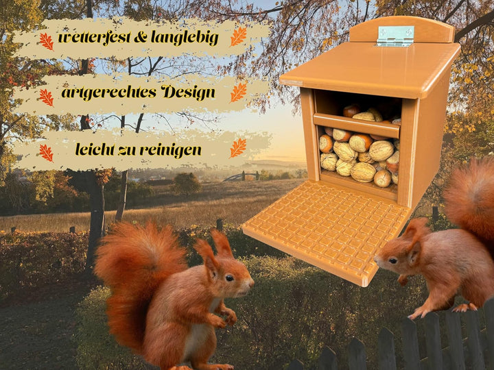 Eichhörnchen-Futterhaus – absolut witterungsbeständig, tierfreundlich, sehr langlebig und robust (ko
