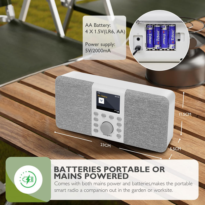 MangoKit MD5 Stereo DAB Radio mit Bluetooth,DAB Plus Radio,Digitalradio,UKW Radio,Tragbares Dab Radi