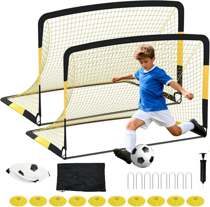 180 * 120 * 120 cm，2er Fussballtor Kinder Set,mit Zubehör, schneller Aufbau, für drinnen, draussen u