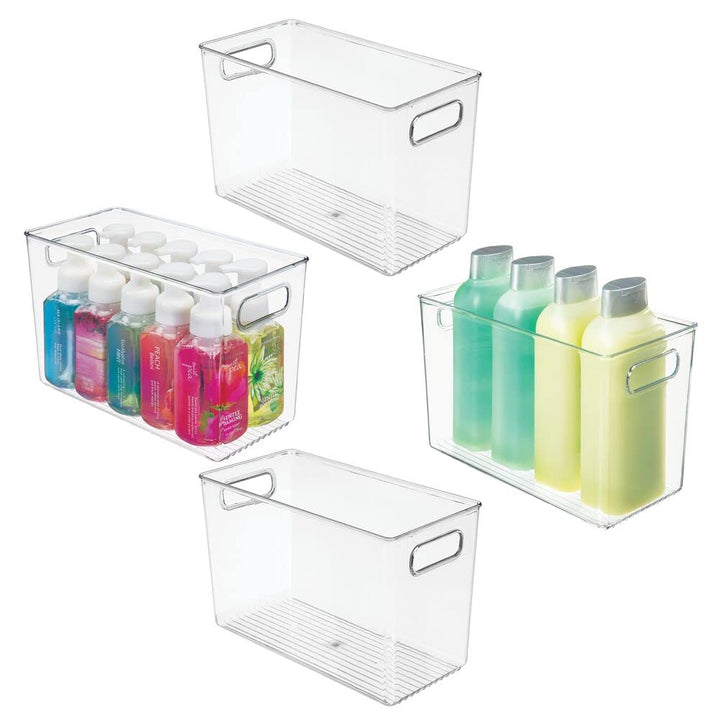 mDesign 4er-Set Badezimmer Organizer – Aufbewahrungsbox mit Griffen für Shampoo, Handtücher und ande