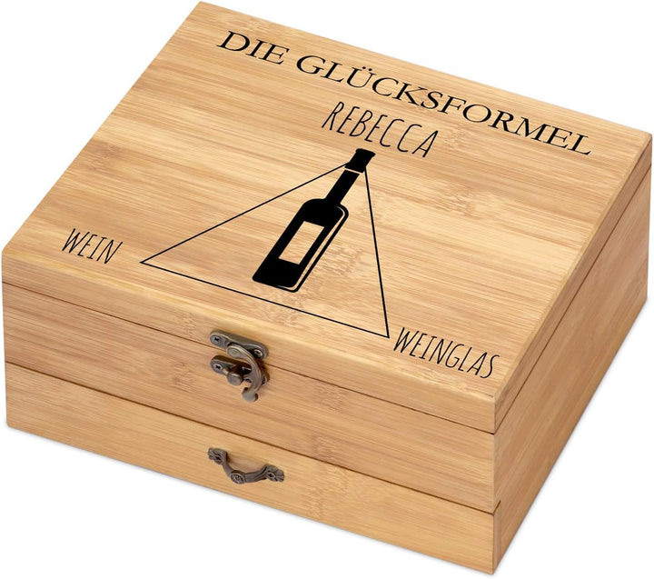 Maverton Weinöffner-Set personalisiert Weinset Sommelier Set - Geschenkbox Holzbox + 8er Weinzubehör