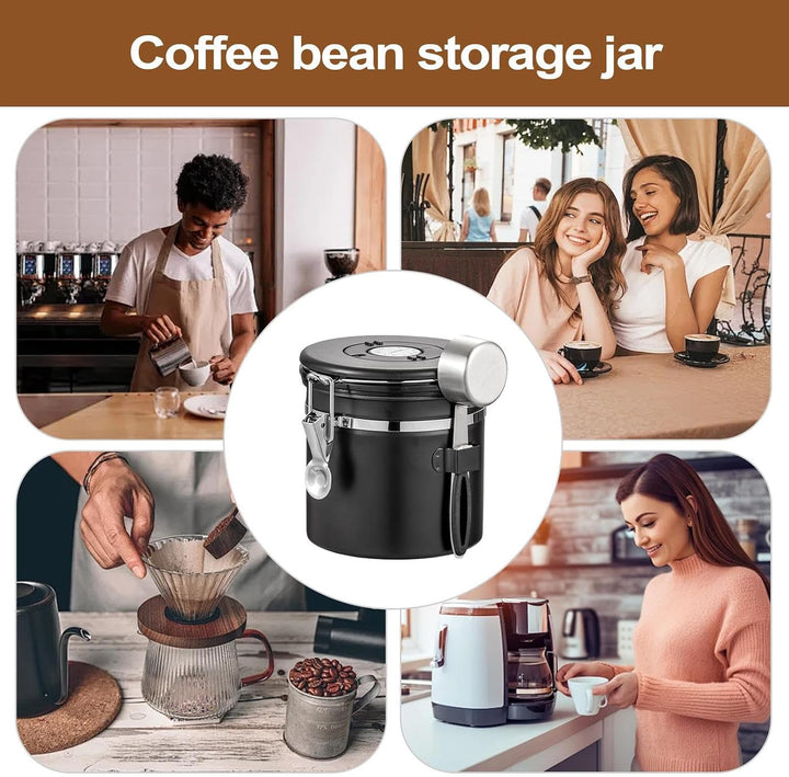 Kaffeedose - Kaffeebohnen Aufbewahrungsbehälter - Edelstahl Lebensmittelbehälter Mit Messlöffel Für
