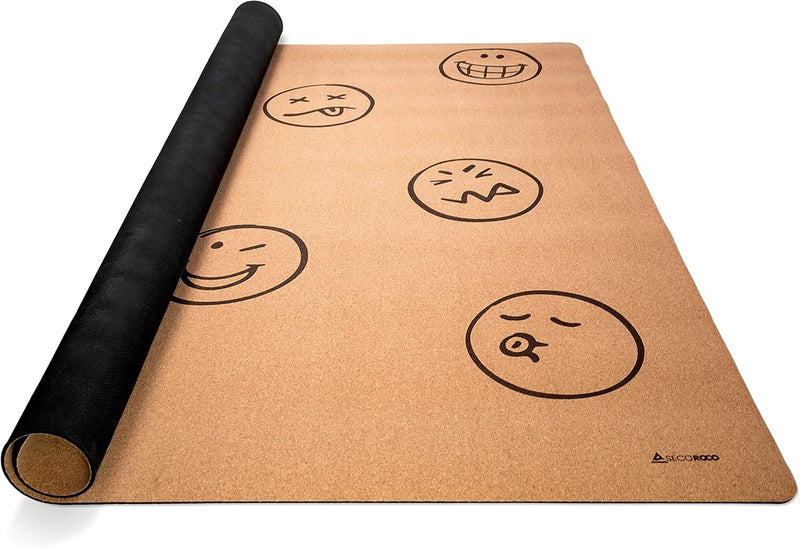 Secoroco Spielmatte aus Kork. Schadstofffreie Krabbelmatte für Babys und Kinder. Smileys 140x110 cm