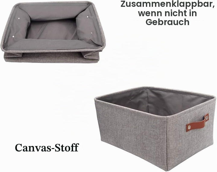 Mangata Faltbare Aufbewahrungskörbe mit Ledergriff,[4 Pack] Verdicktes Leinen Stoff Aufbewahrungsbox
