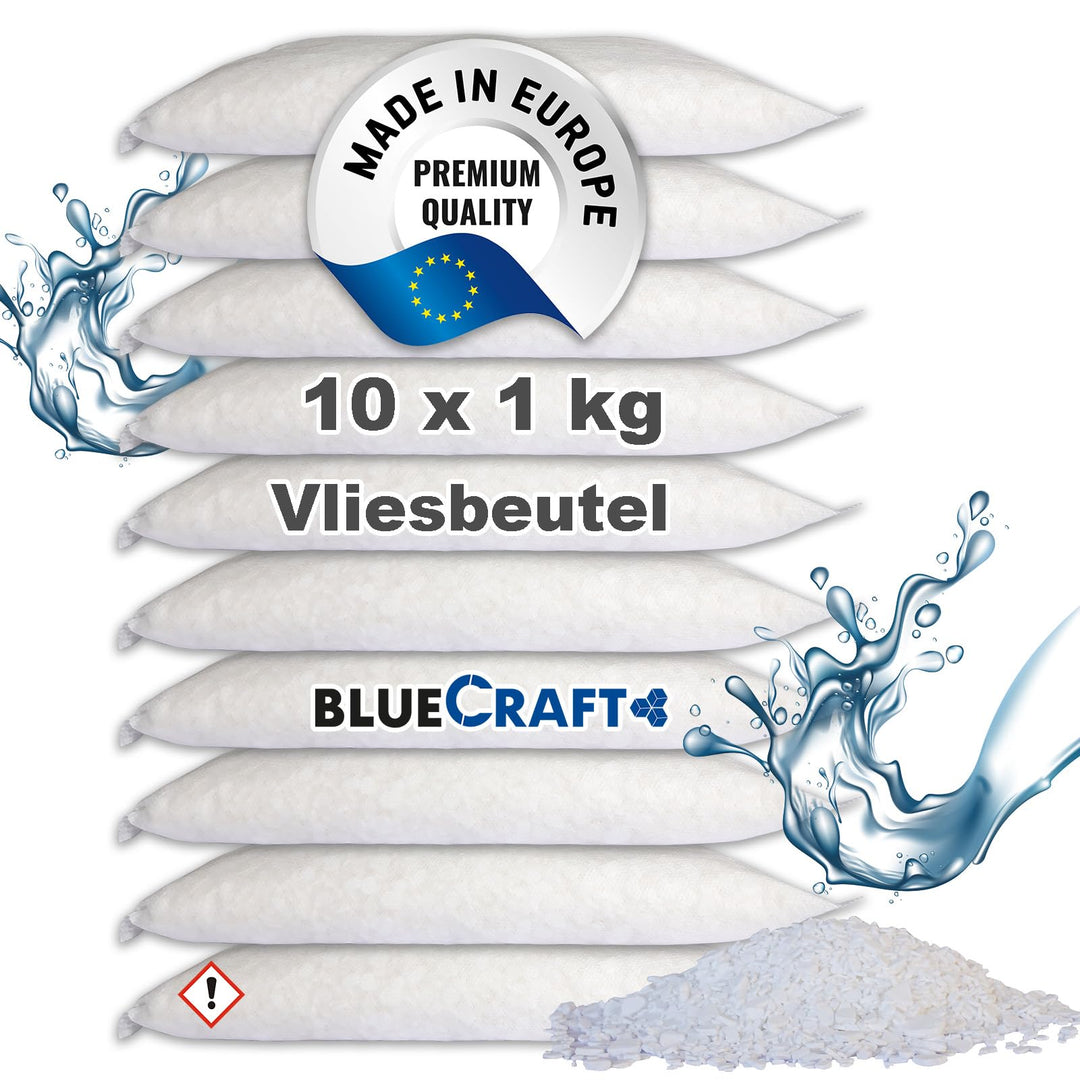 Bluecraft - 10x 1 kg Luft-Entfeuchter Granulat im Vliesbeutel Nachfüllpack Raumentfeuchter ohne Stro