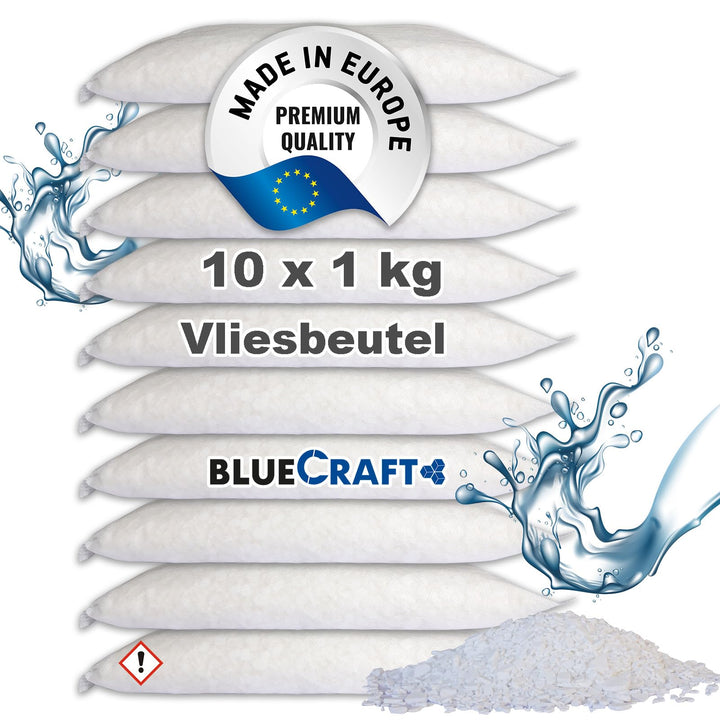 Bluecraft - 10x 1 kg Luft-Entfeuchter Granulat im Vliesbeutel Nachfüllpack Raumentfeuchter ohne Stro