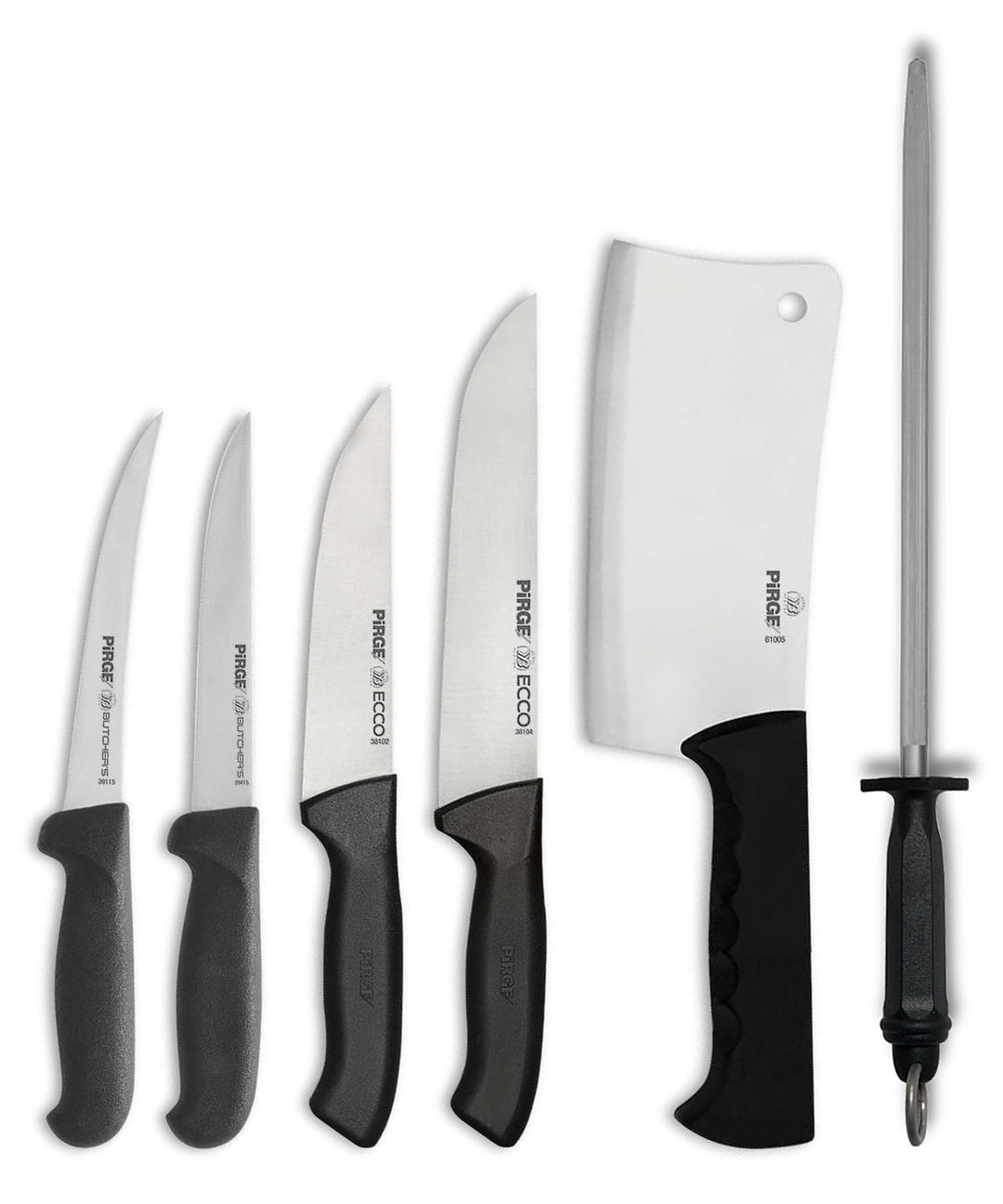 Pirge Metzgermesser Set 6 TLG Schlachtermesser - Fleischermesser - Hackmesser - Exzellenter Schärfe