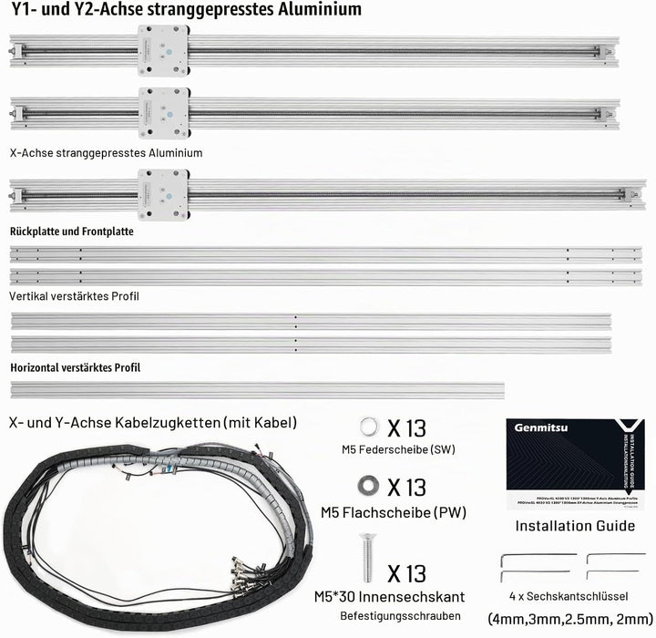 Genmitsu 1318 x 1311 mm XY-Achsen-Verlängerung, verbessertes Zubehör-Set für CNC-Fräsmaschine PROVer