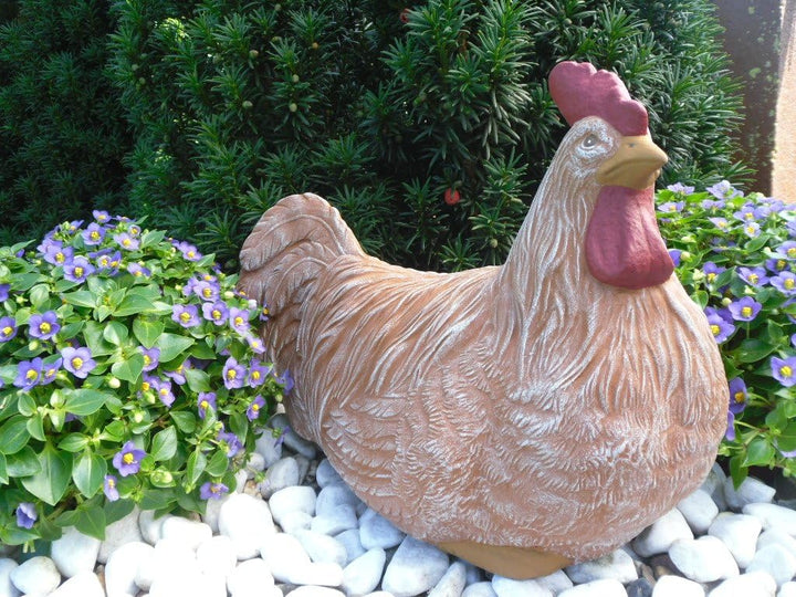 STEINFIGUREN SPICKER Steinfigur Huhn, 135/3 Gartenfigur Steinguss Tierfigur Terrakotta Patina