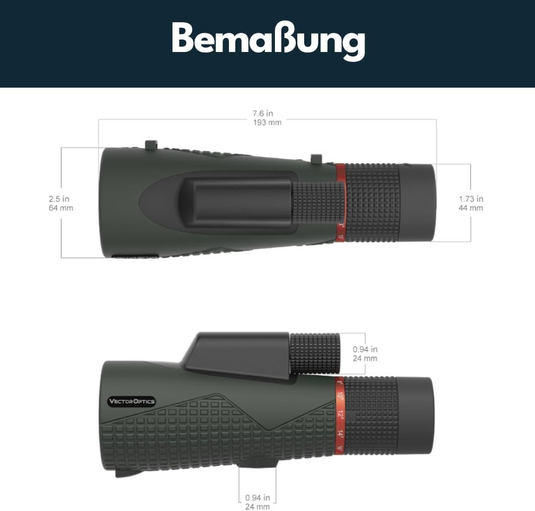 Vector Optics SCMO-04 Forester 8-16x56 ED taktisches Monokular für Sport, Freizeit, Jagd, Camping un