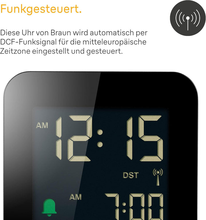 Braun Digitaler Reisewecker Mitteleuropäische Zeitzone (MEZ) mit Schlummerfunktion, kompakte Grösse,