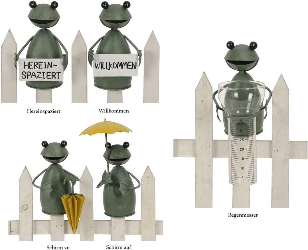 NETPROSHOP Zaunfigur Frosch Zaunhocker Frösche oder Regenmesser Metall Höhe ca. 16-20 cm, Auswahl:Re