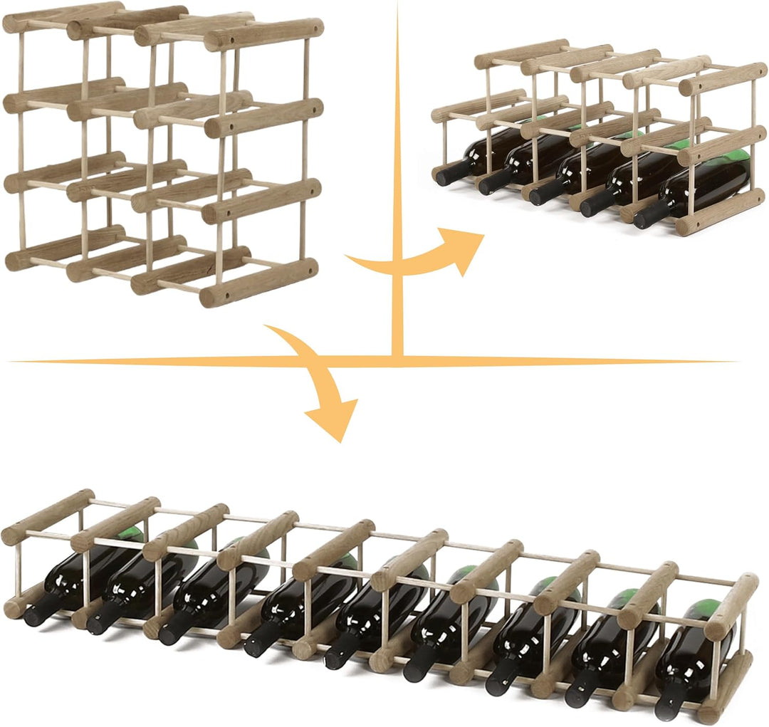 Weinregal Modular Eiche, für 12 Flaschen oder mehr, Flaschenregal, Weinständer, Getränkeregal, Flasc