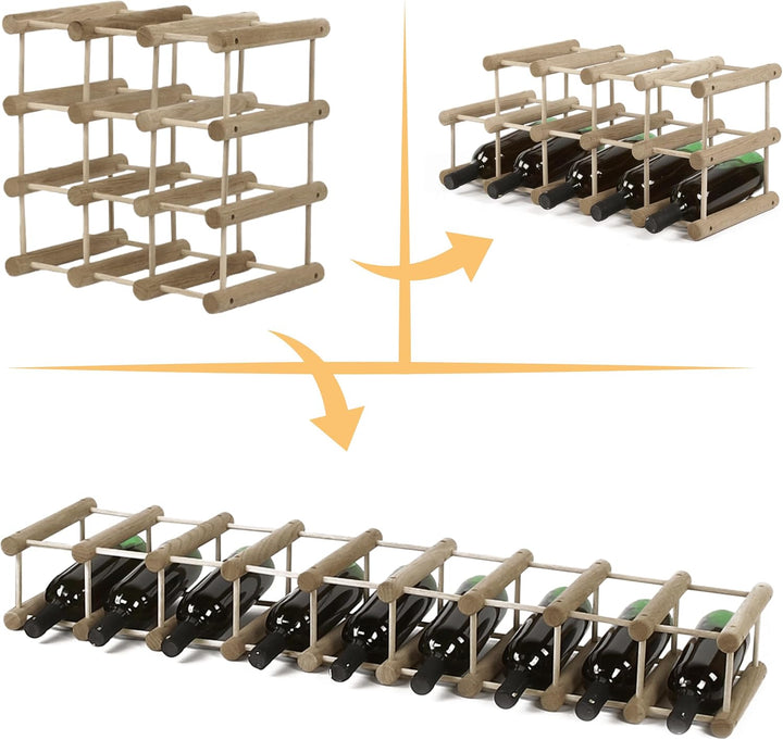 Weinregal Modular Eiche, für 12 Flaschen oder mehr, Flaschenregal, Weinständer, Getränkeregal, Flasc
