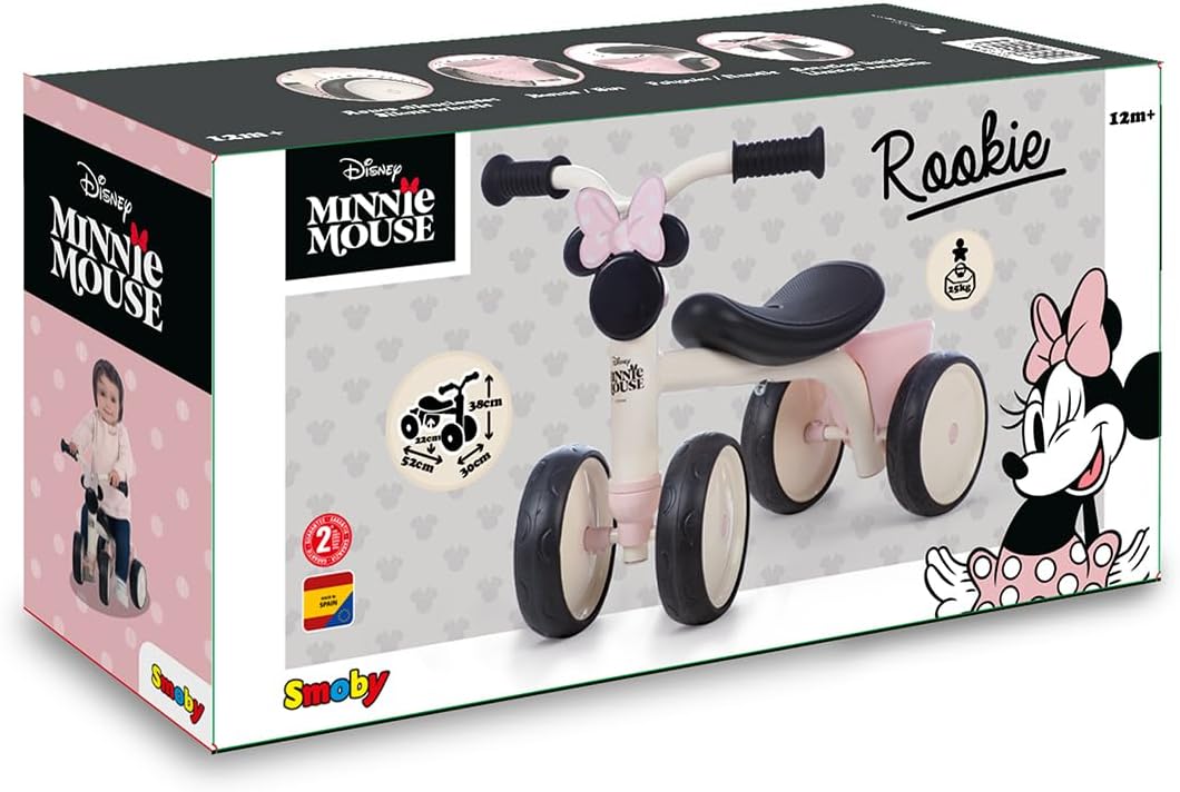 Smoby - Minnie Rookie Rutscher für Kinder - Metallrahmen, leise Räder, Stauraum & Transportgriff - F