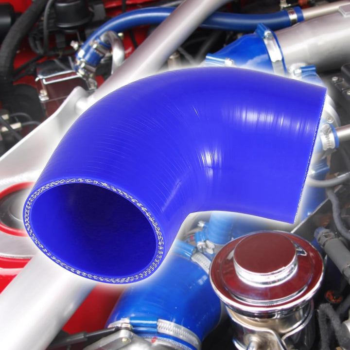 X AUTOHAUX Universal Auto 90 Grad Ladeluftkühler Silikonschlauch Blau 76mm 3" Innendurchm.