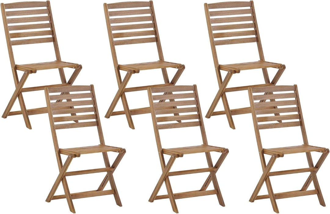 Gartenstuhl im 6er Set hellbraun Akazienholz Klappbar Tolve