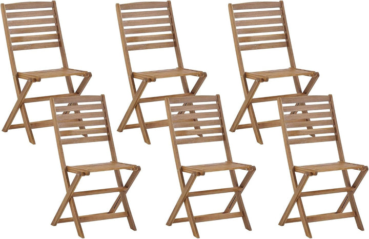 Gartenstuhl im 6er Set hellbraun Akazienholz Klappbar Tolve