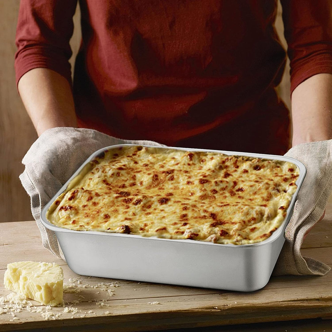 Homikit Auflaufform 2er Set, Edelstahl Rechteckig Kuchenform Backform Tiramisu form, Ofenform ideal