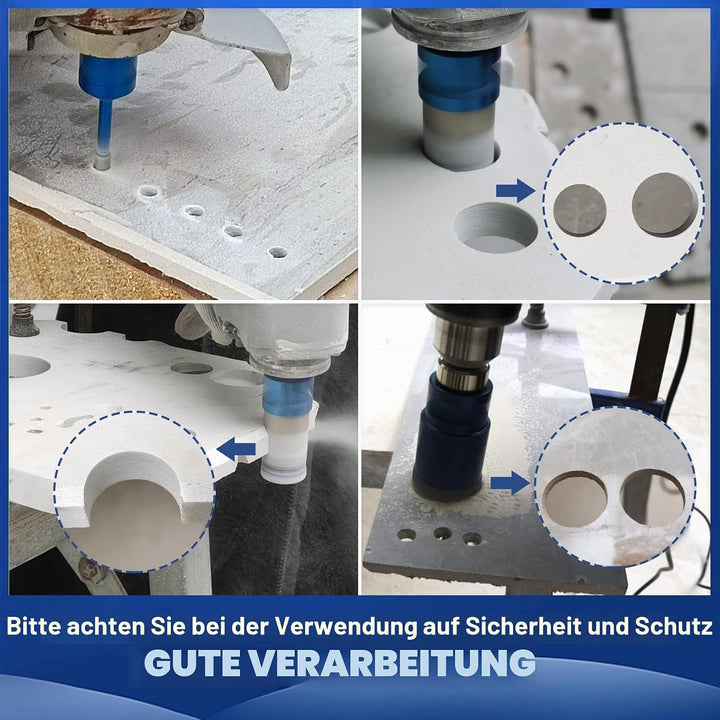 Diamantbohrer Fliesenbohrer Set - 20/35/50/68/100mm Diamantbohrer &amp; 50mm Diamant-Fasenbohrer ein Ada