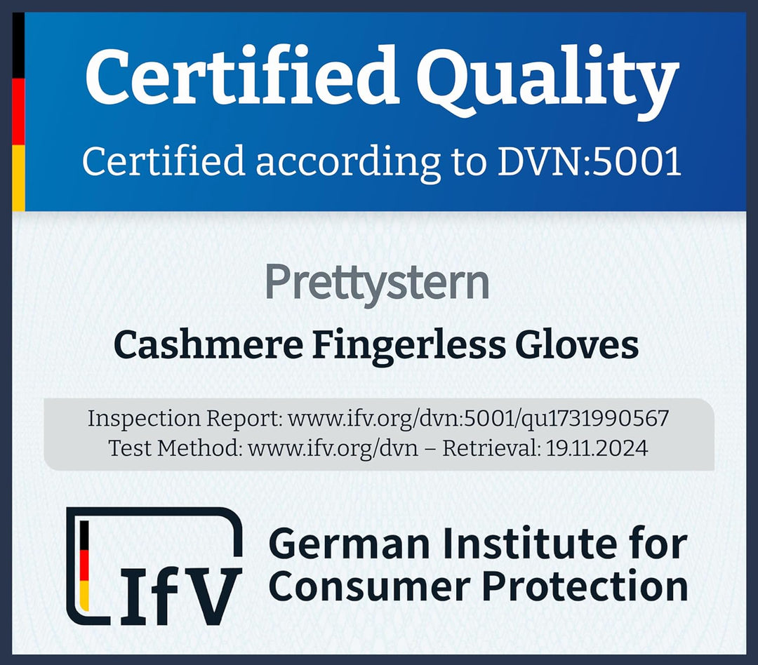 Prettystern Unisex Kaschmir-Wolle Halbfinger kurzfingerhandschuhe Fingerlinge Handschuhe für Herren: