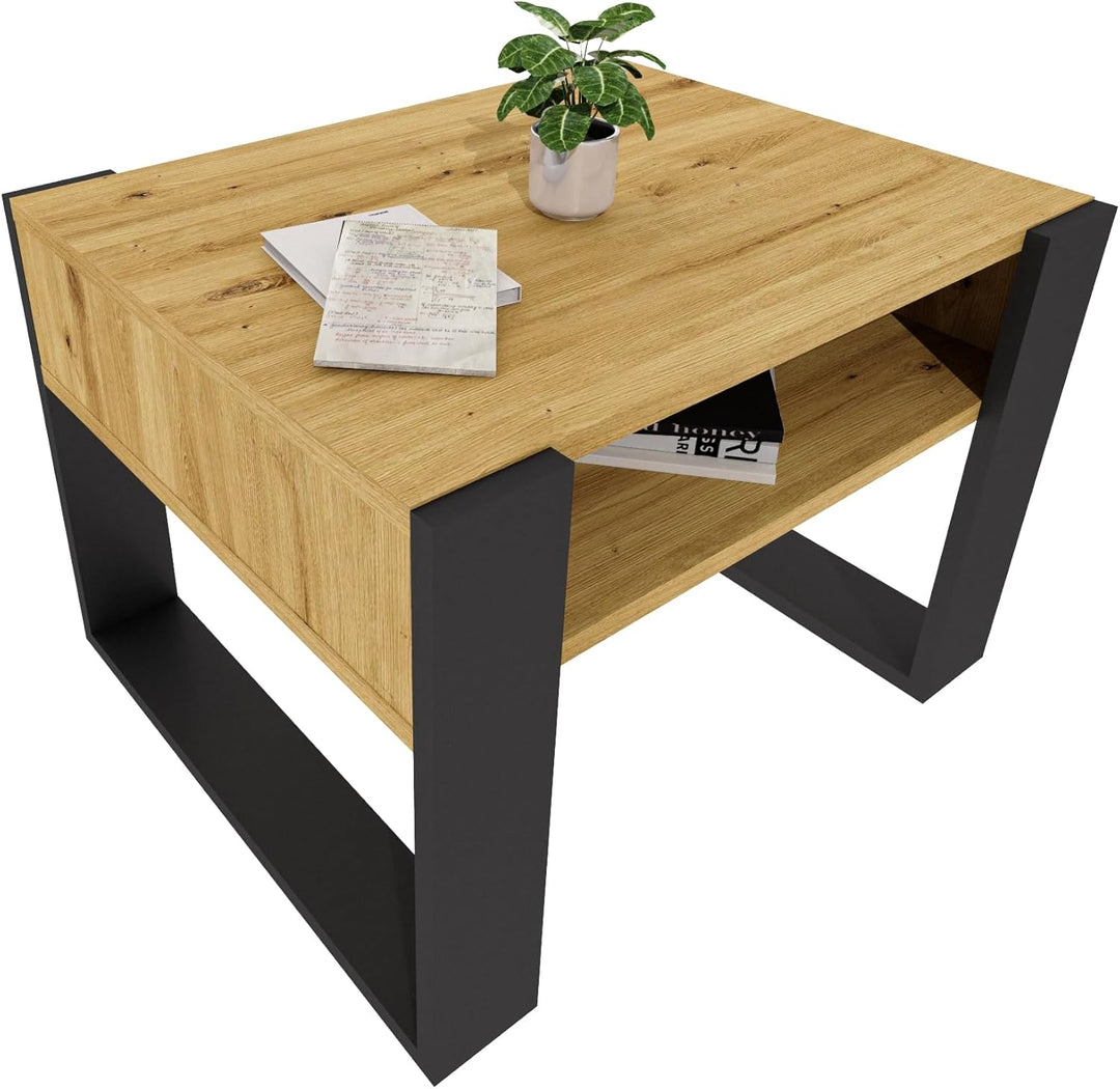 Couchtisch 65×53.6 cm – Wohnzimmertisch aus Holzwerkstoff, Stabiler & moderner Kaffeetisch mit zusät