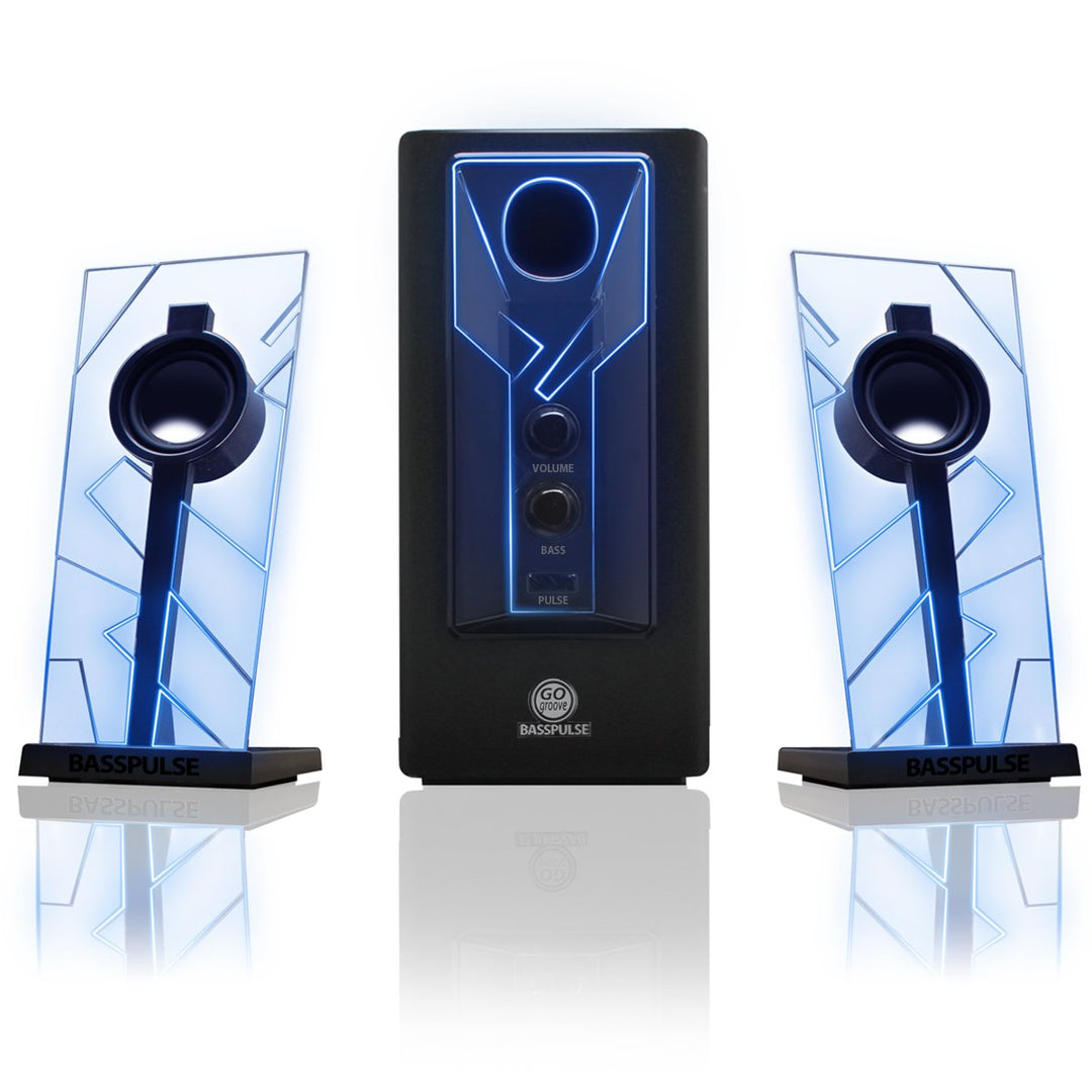 GOgroove 2.1 Soundsystem Computer Lautsprecher PC mit LED Effekt Desktop PC Lautsprecher 2.1 Anlage