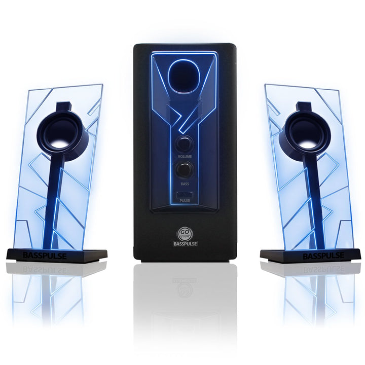 GOgroove 2.1 Soundsystem Computer Lautsprecher PC mit LED Effekt Desktop PC Lautsprecher 2.1 Anlage