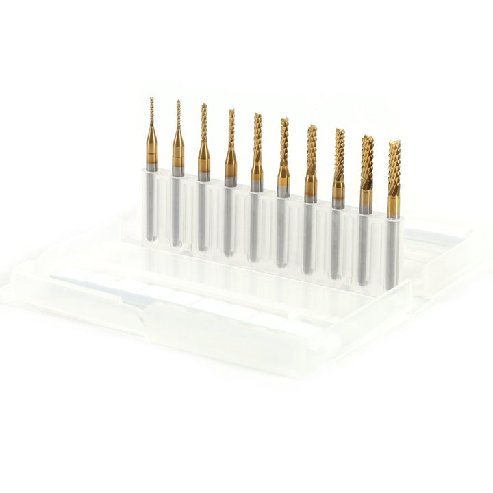 10 pcs Schaftfräser Titan Beschichtete Fräserset Hartmetall CNC Fräser Gravur Bits Carving Drill Wer