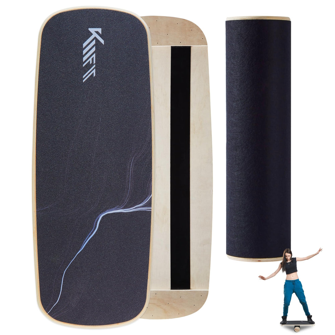 KM-Fit Balance Board | Balancebrett aus Holz | Indoor Skateboard Indoorboard | Surfboard, Surfbrett