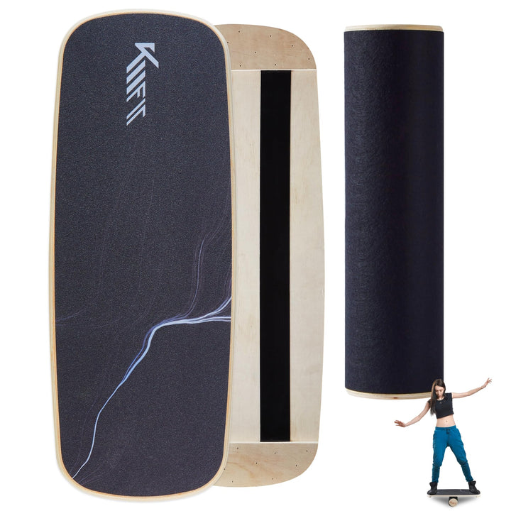 KM-Fit Balance Board | Balancebrett aus Holz | Indoor Skateboard Indoorboard | Surfboard, Surfbrett
