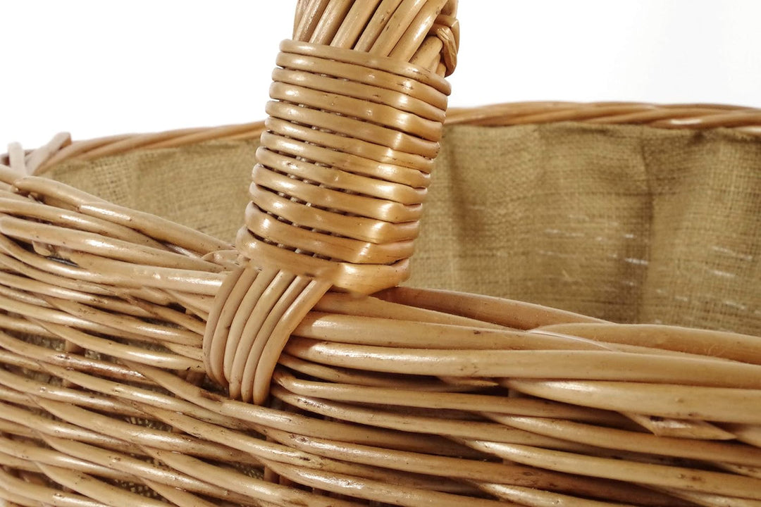 Kobolo Kaminholzkorb Holzkorb für Kaminholz oval - aus gekochte Weide mit Jutefutter