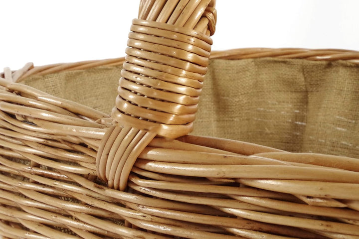 Kobolo Kaminholzkorb Holzkorb für Kaminholz oval - aus gekochte Weide mit Jutefutter