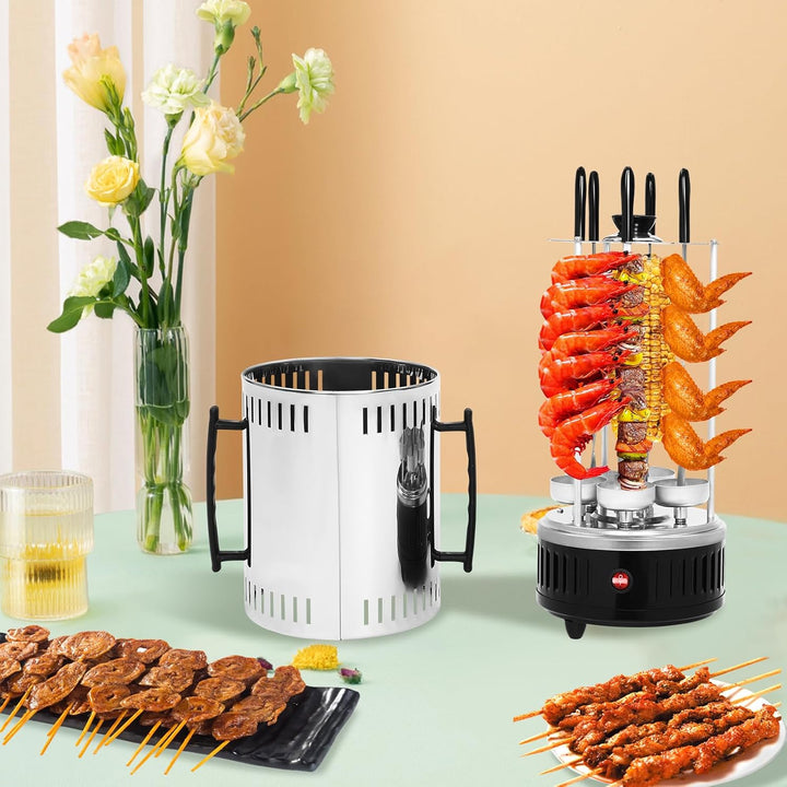 Elektrogrill Schaschlikgrill mit Motor Vertikaler Dönerspiess mit 5 Schaschlikspiesse 1000w Dönergri