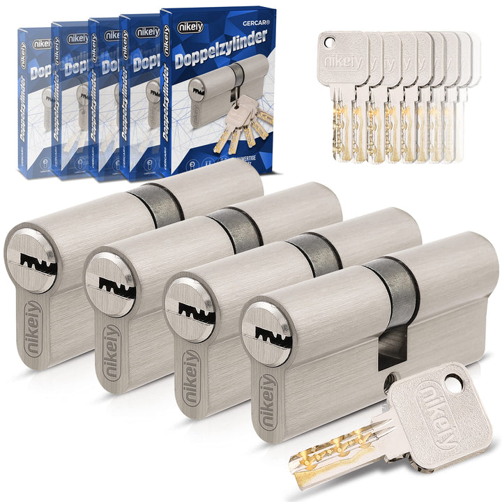 GERCAR Pro Gleichschliessend 4x Schliesszylinder 30/45 Set 4 Profilzylinder inkl. 20 Schlüssel - 75