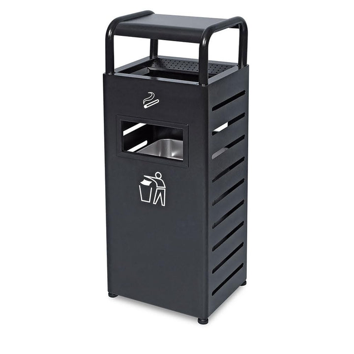 BRB Abfallsammler mit Regendach und Aschenbecher, Inhalt 20 Liter, BxTxH 330x280x880 mm, schwarz pul