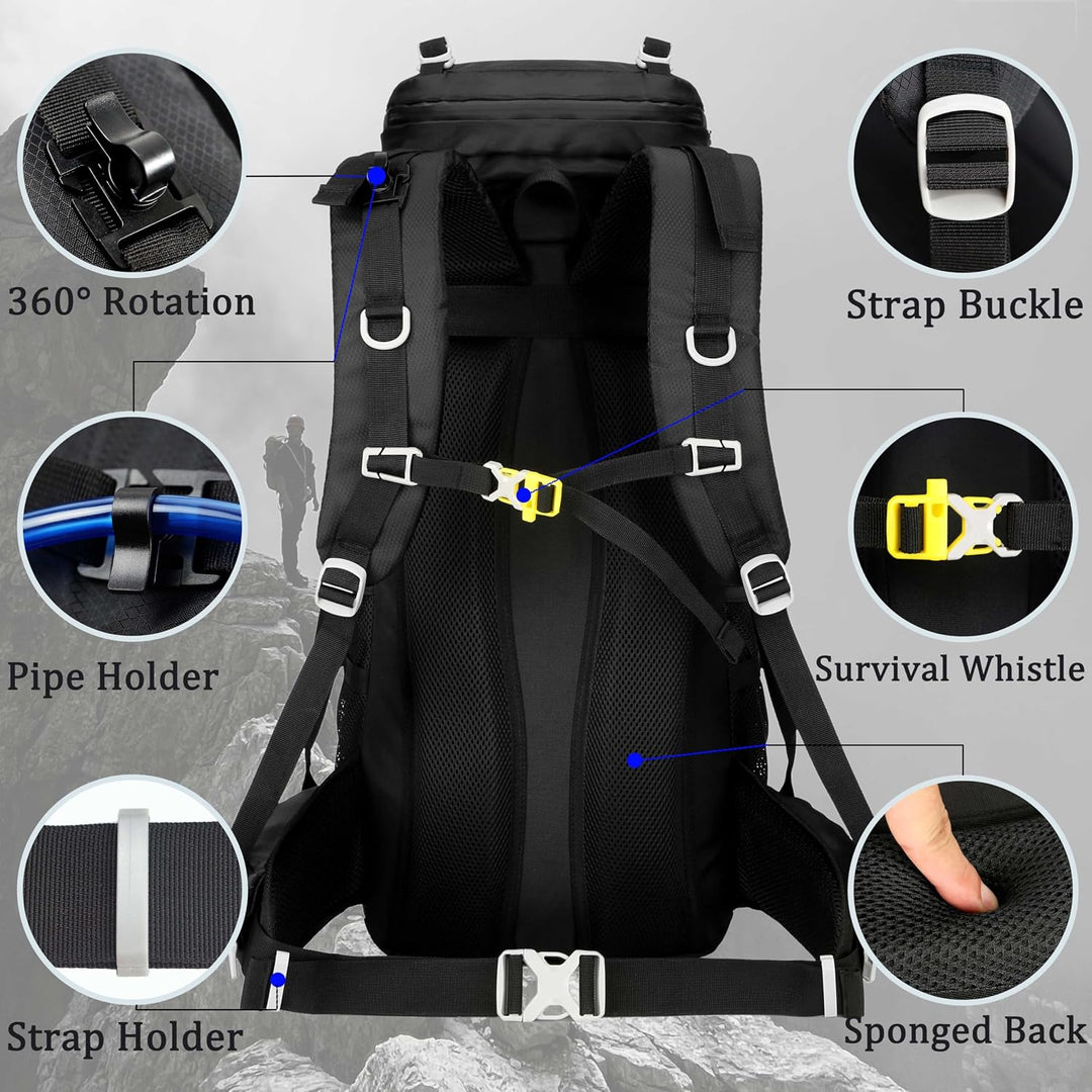 60L wanderrucksack Wander camping rucksack, mit Regenschutz, Kletterrucksack für Damen und Herren, R