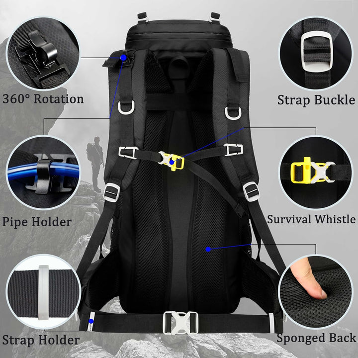 60L wanderrucksack Wander camping rucksack, mit Regenschutz, Kletterrucksack für Damen und Herren, R