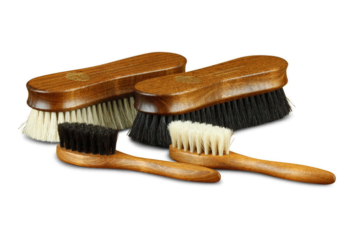 Langer &amp; Messmer 4er-Set Premium Schuhbürsten | Polierbürsten aus Rosshaar - noch dichter besteckt f