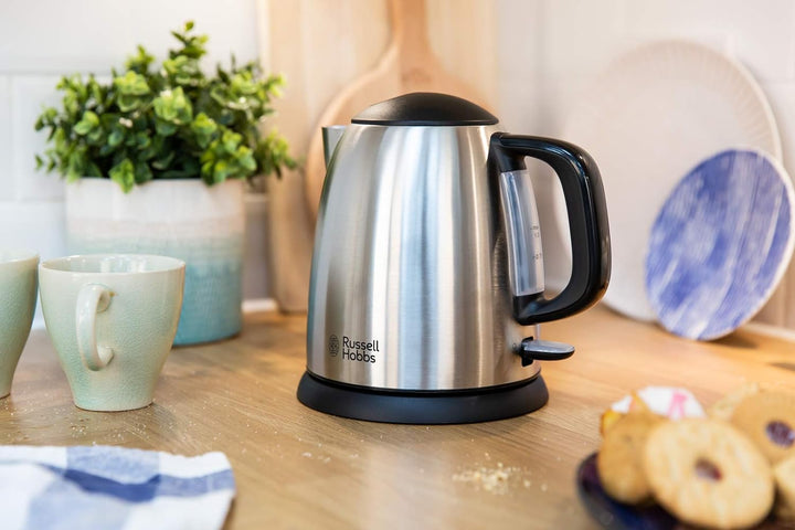 Russell Hobbs 1L kompakter Wasserkocher, schnell kochend, herausnehmbarer Kalkfilter, waschbar, sich